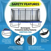 8' X 14' Gymnastics Style, Rectangular Trampoline Set with Premium Top-Ring Enclosure System - Blue/Black