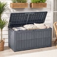 thumbnail image 2 of Gymax 120 Gal Outdoor Deck Box All-Weather Lockable Storage Bin w/ Lid & Handles Gray, 2 of 10
