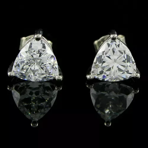 2.30Ct White Trillion Cut Lab-Created Diamond Stud Earrings 14k White Gold Plated