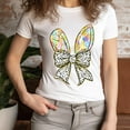 thumbnail image 3 of Pastel Bunny Ears Bow T-Shirt – Cute Speckled Rabbit Ear Tee for Women, Lilac, 3XL, 3 of 6