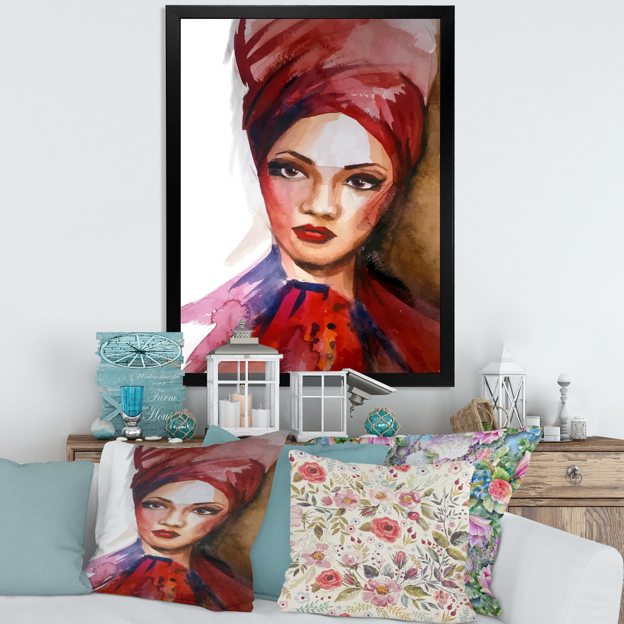 Designart 'Portrait of Young African American Woman I' Modern Framed Art Print