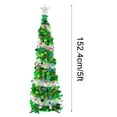 thumbnail image 3 of Christmas Tree with Lights Tinsel Christmas Tree Decoration Artificial Christmas Tree 4.92FT Foldable Pencil Tinsel Christmas Tree With Ball & Light for Xmas Home Office Party Decor, 3 of 9
