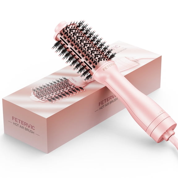 FETERVIC One-Step Hair Dryer Brush, 1200W Blow Dryer Brush with Titanium Barrel, 3 Heat Settings, Hot Air Hair Dryer Brush for Volume & Smooth Styling