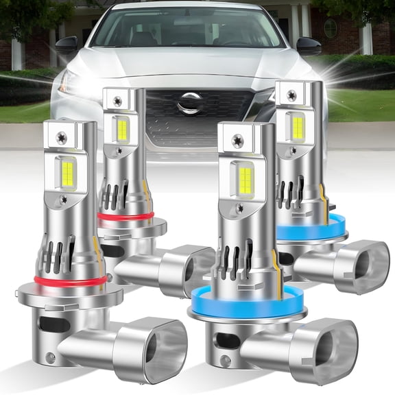 ROADSUN For Nissan Altima 2019-2020 LED Headlight Bulbs, High Beam 9005, Low Beam H11, Fog Light 5202, Pack of 4, 6000K Cool White, Plug and Play