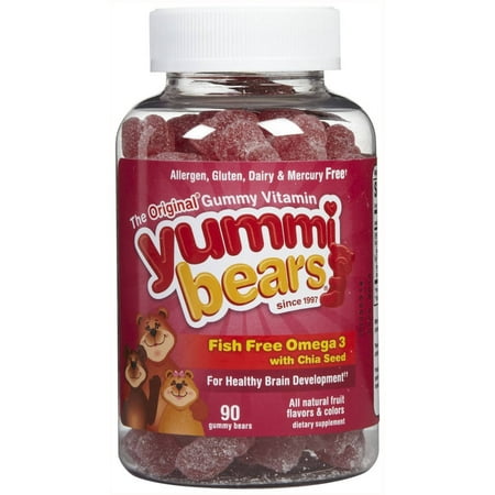 Yummi Bears Free Fish Omega 3 avec Chia semences, sain développement du cerveau, gélifiés, 90 CT