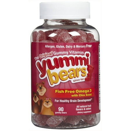 Yummi Bears Free Fish Omega 3 avec Chia semences, sain développement du cerveau, gélifiés, 90 CT