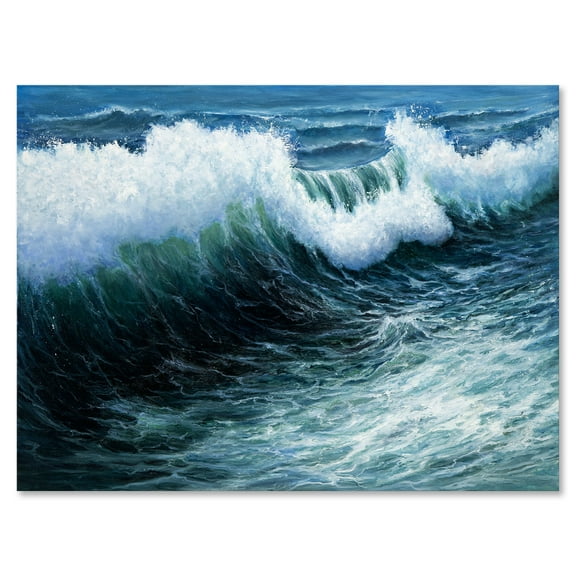 Designart ' The Ocean With Storm Waves ' Nautical & Coastal Canvas Wall Art Print