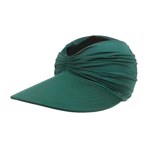 Womens Summer Hollow Visor Wide Large Brim UV 50 Protection for Women Lightweight Pleated Beach Sports Pony Tail Sunblock Cap Hat