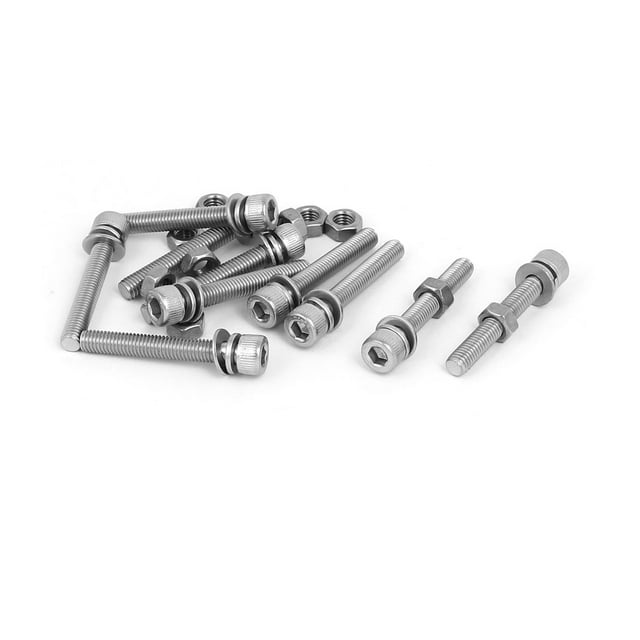 M5 x 35mm Tornillos de cabeza hexagonal de acero inoxidable 304 con tuercas y arandelas 10 juegos