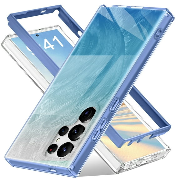 Dteck for Samsung Galaxy S24 Ultra Case, Slim Fit Anti-Yellow Shockproof Soft TPU Bumper   Hard Front Cover [No Screen Protector] Hybrid Protective Case for Samsung Galaxy S24 Ultra,Blue