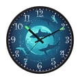 thumbnail image 2 of Voice Activated Clock with Glow Light 12 Inch Large Silent Wall Clock Battery Operated for Home Decor Sharks Swimming Around The Planet Earth, 2 of 8