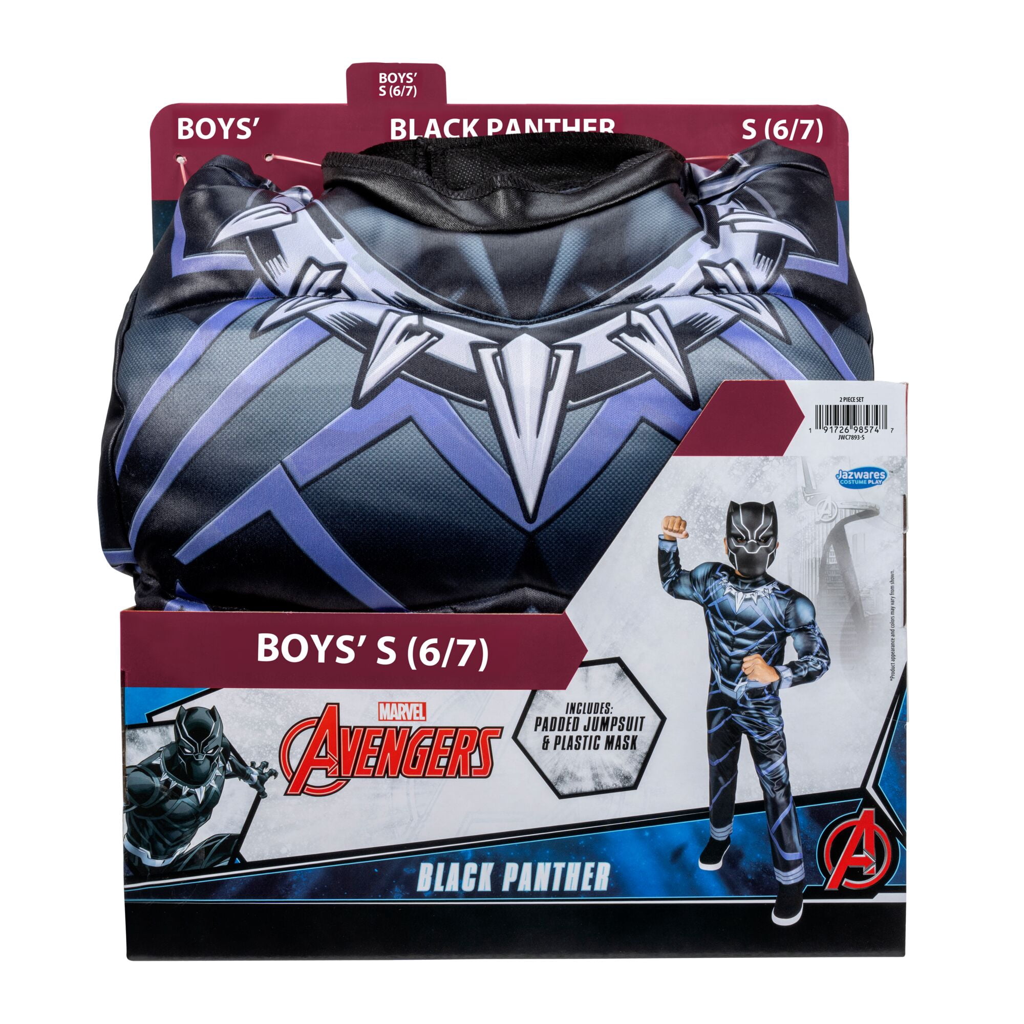 Marvel's Black Panther Halloween Costume for Children, Boy's Size S (6/7), by Jazwares