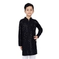 thumbnail image 3 of TRILOKI Kids Kurta Set for Boys Sequined Embroidery Black Rayon Indian Traditional Ethnic Wear, 3 of 5