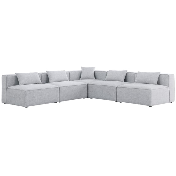 Meridian Furniture Cube Grey Durable Linen Modular Sectional