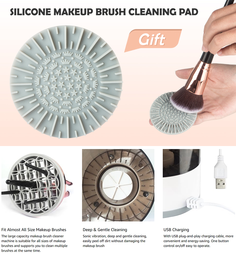 Electric Makeup Brush Cleaner Machine Makeup Sponge Double Brush Best  Birthday G