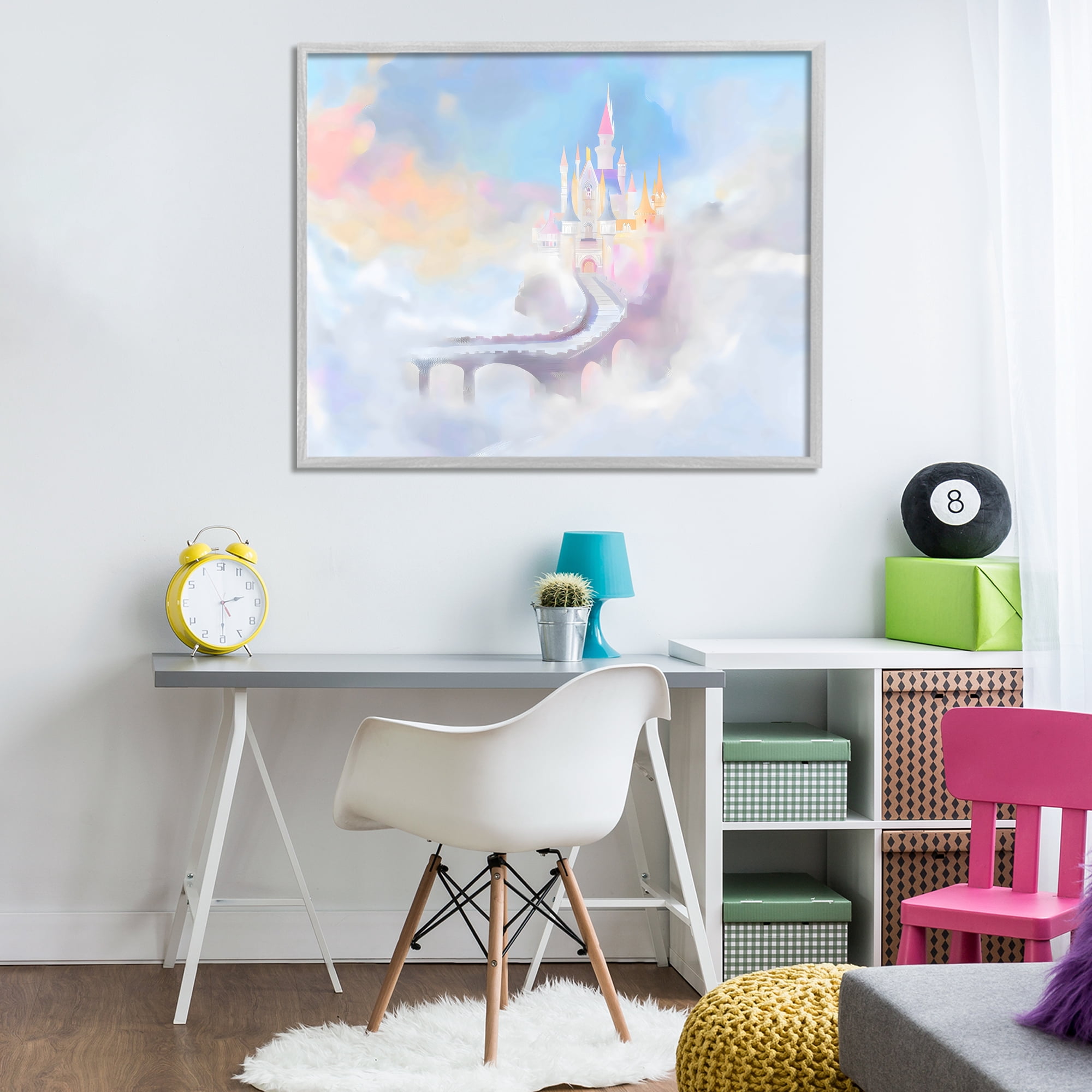 Stupell Industries Enchanted Bridge To Castle Gray Framed Giclee Art, design by Arlington Prints