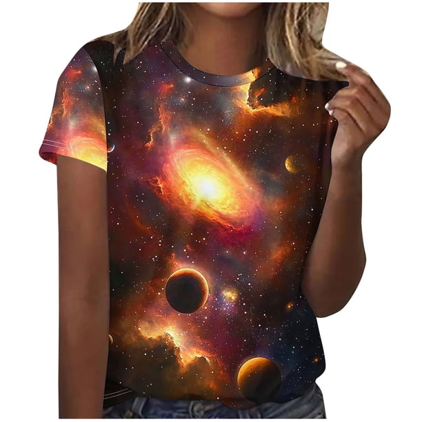 Blusas para Mujeres Casual Manga Corta Cuello Redondo Estampado Tops Pullover Moda Summer Tee