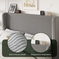 thumbnail image 4 of Einfach Queen Luxury Channel-Tufted Corduroy Velvet Platform Bed Frame with Wingback Headboard, Light Grey, 4 of 10