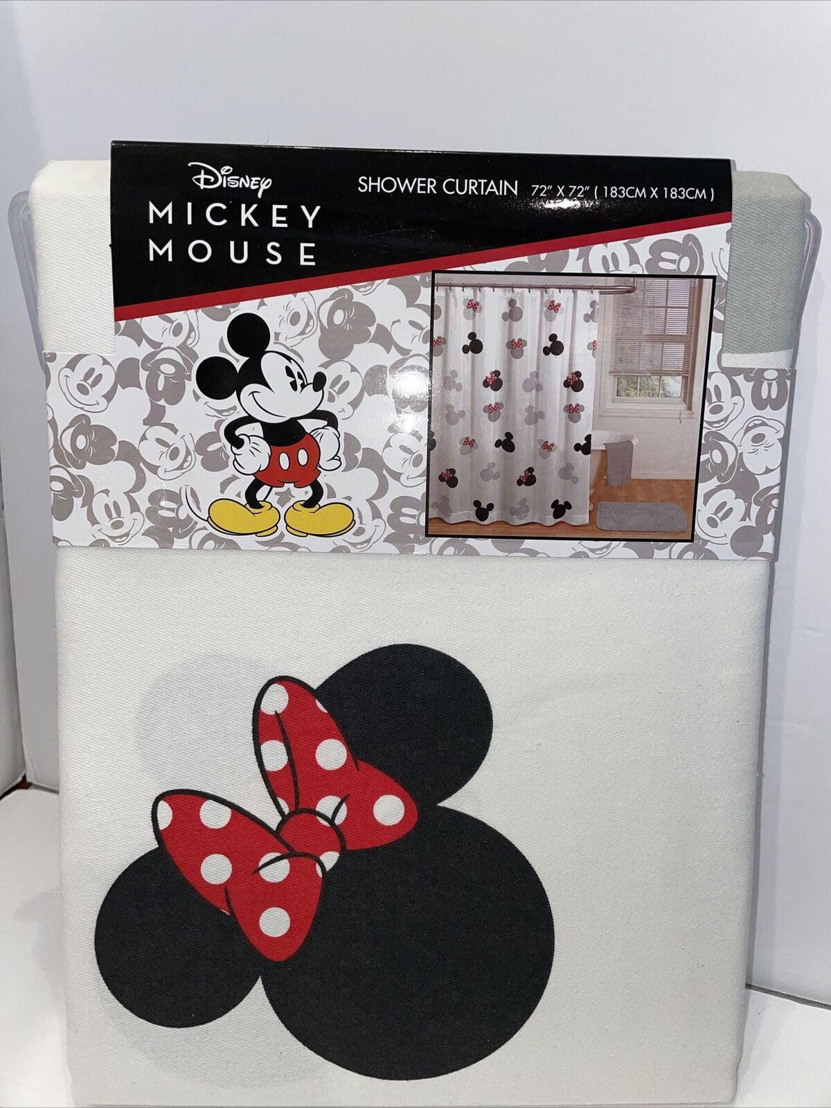 DISNEY MINNIE MOUSE FABRIC SHOWER CURTAIN 72 x 72 MICKEY MOUSE COLLECTION 