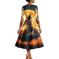 thumbnail image 5 of Halloween Dresses for Women, Long Sleeve V-Neck Halloween Midi Dress Graphic Printed A-Line Fancy Dress Witch Costume Outfit for Party Carnival, 5 of 6