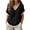 02-Black, variant on Women's Cotton Linen V Neck Fringe Trim Short Sleeve Blouse Loose Boho Tops Casual Summer Beach Wear