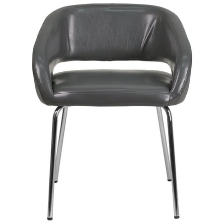 Flash Furniture - Fusion Series Contemporary LeatherSoft Side Reception Chair with Chrome Legs - Gray