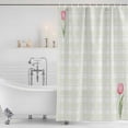 thumbnail image 3 of Pink Spring Floral Shower Curtain, Waterproof Shower Curtains for Bathroom, Tulip Yellow Plaid Summer Botanical Washable Fabric Bathtub Curtain Set Bath Decor with 12 Hooks 48"x72", 3 of 8