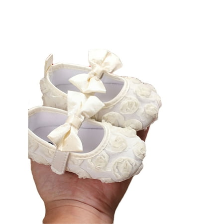 

Binpure Baby Girl Flat Shoes Soft Bottom Non-Slip Bowknot Flower Shoes