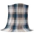 thumbnail image 6 of Blue Brown Plaid Blanket Soft Cozy Warm Throw Blanket for Couch, Plush Fuzzy Flannel Fleece Blankets for Sofa, Modern Abstract Striped Gingham Checked Bed Blankets Lightweight Gifts for Men, 40"x60", 6 of 9