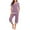 Purple, variant on LYXSSBYX Womens Pajama Sets Women's Casual Loose Solid Round Neck Short Sleeved Capris Home Set Pajamas and Pajamas