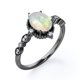 thumbnail image 4 of JeenMata Anillo de Compromiso Art Déco de Cinco Piedras con Diseño Antiguo de Ópalo Etíope de Corte Ovalado de 1,5 Quilates y Moissanita en Baño de Oro Negro de 18 K sobre Plata, 4 of 6
