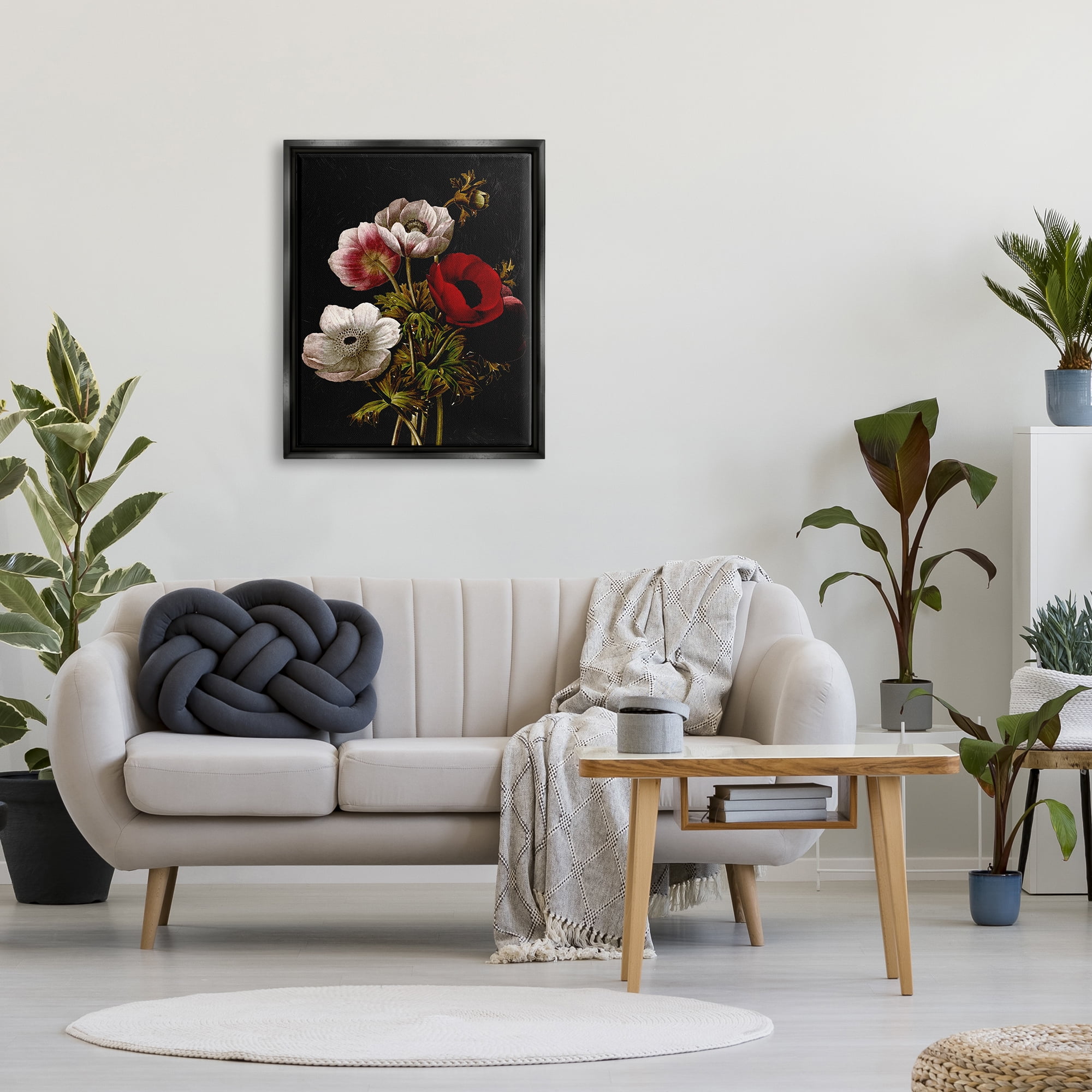 Stupell Industries Vintage Poppy Bouquet Botanical & Floral Painting Black Floater Framed Art Print Wall Art, 25 x 31