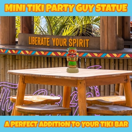 Darware Solar Garden Mini Tiki Statue: Party Guy; Solar-Powered Hawaiian Luau Party, Pool Tiki Bar and Garden Decor