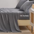 thumbnail image 3 of Jessy Home Bed Sheets Set 4 Piece Queen/Full Sheet Set Silver Gray Cotton Blend Fitted Sheet, Flat Sheet & 2 Pillowcases Bedding Set, 3 of 10