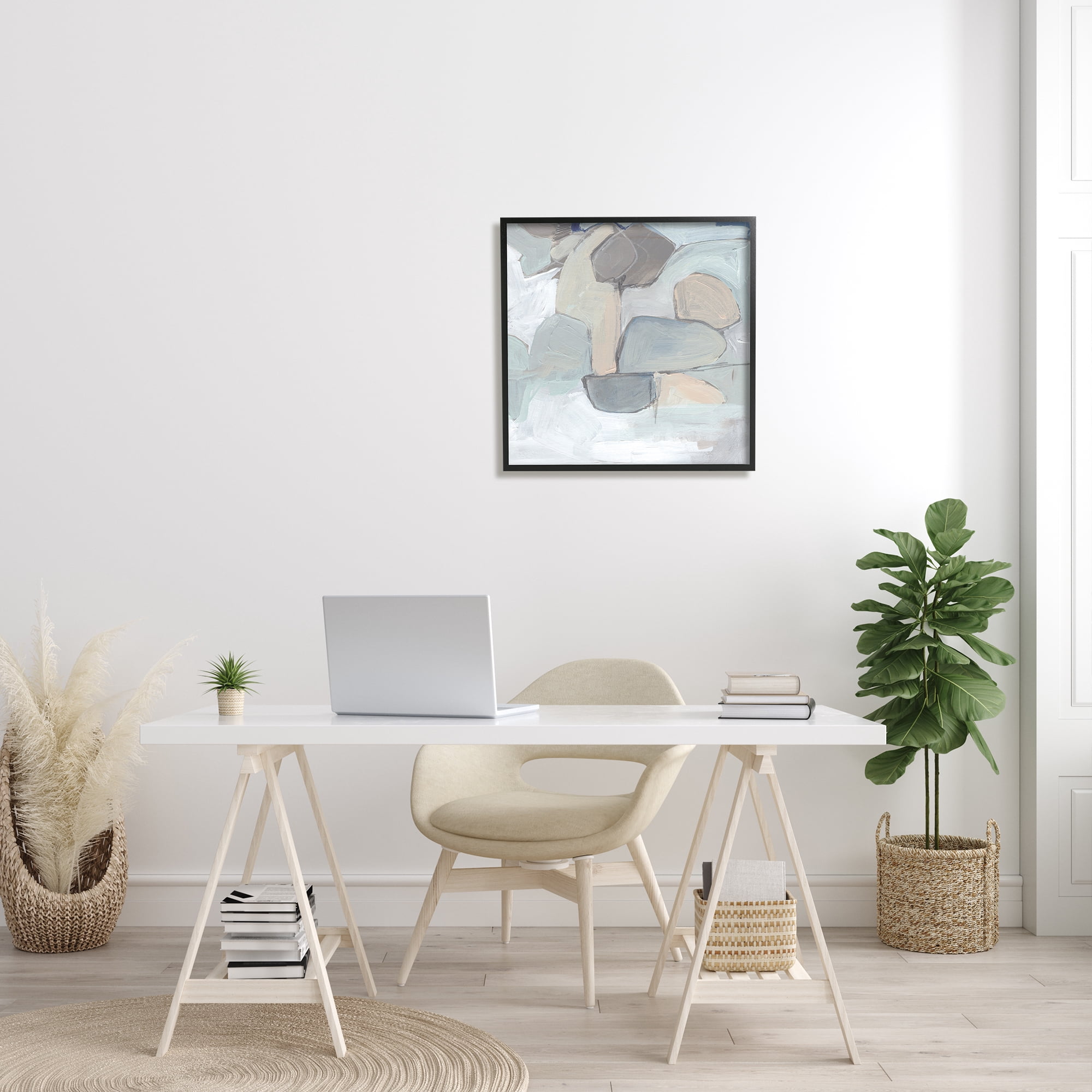 Stupell Industries Abstract Neutral Geometric Shapes Round Rock Landscape, 24 x 24, Designed by Jennifer Paxton Parker