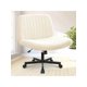 thumbnail image 1 of Silla de Oficina Ergonómica sin Brazos con Respaldo Medio, Tiene Ruedas, Asiento Ancho con Patas Cruzadas, Tocador Giratorio Ajustable de 360°, Acolchado de Tela (Blanco) (Blanco), 1 of 4