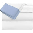 thumbnail image 3 of Sheet Set with Dual Color, 4 PC Stylish Bedding with 12" Deep Pockets, 100% Egyptian Soft & Luxury 400TC, Two Tone Cotton Bedsheets & Pillowcases - Light Blue & White Solid, Full Size., 3 of 5