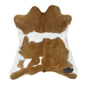 Brown And White Calf hide Rug, 3x2 ft, Genuine Leather, Natural Cowhide for Modern & Rustic Decor