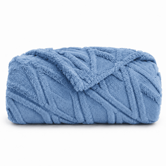 SUNNY HEAT Sherpa Blanket Twin Size 60"x80" All-Season Ultra Soft Bed Blanket Couch, Bed, Sofa, Travel Use, Blue