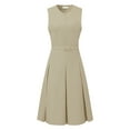 thumbnail image 3 of DARING DIVA Women's A Line Sleeveless Zip Up Office Work Flare Dress XL Khaki, 3 of 6