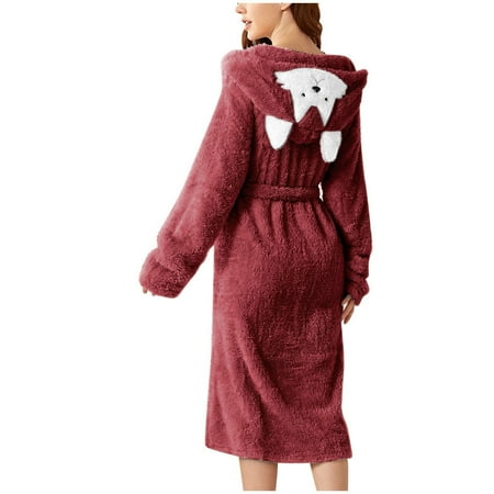 

Soighxzc Warm Winter Pajamas With Hood Long Bathrobes For Women Lightweight Soft Nightgown Elegant Sleepwear With Pockets Large