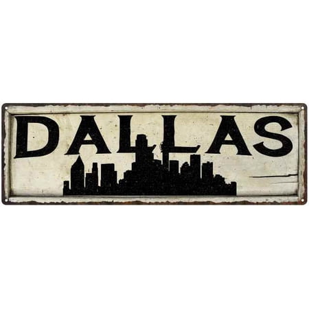 Dallas's City Sky Line Silouette Chic Wall Decor 8x24 Metal Sign 108240028037