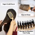 thumbnail image 3 of Yiting 2 Pack Detangler Bristle Nylon Hairbrush, Boar Bristle Hair Brush, Curved and Vented Detangling Hair Brush, Anti-static Massage Comb Hair Brush for All Hair Types (Black+Pink), 3 of 5