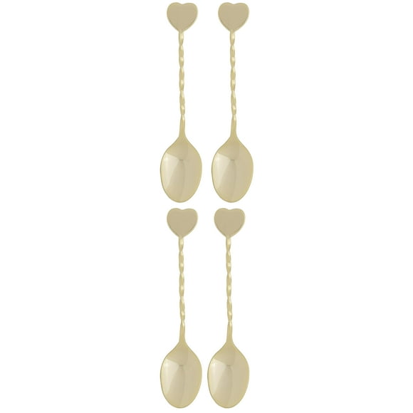 HIC Kitchen Demi Spoon Set Heart Design Gold Plated Stainless Steel Set of 4