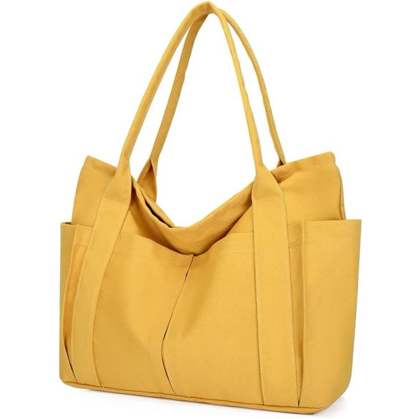LHSHID Canvas Shoulder Bag for Women Reusable Grocery Shopping Bag Extra Large Cotton Beach Tote Bag Lightweight Work Handbag