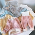 thumbnail image 2 of Children Pajamas Toddler Clothing Set Kids Striped Print Sleepwear Autumn Thick Cotton Nightwear Boys Girls Pyjamas Pijamas Set, 2 of 5