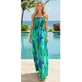 thumbnail image 5 of LA LEELA Women's Beach Maxi A-Line Casual Summer Slit Party Strapless Tube Top Dress One Size Sky, Leaves, 5 of 5