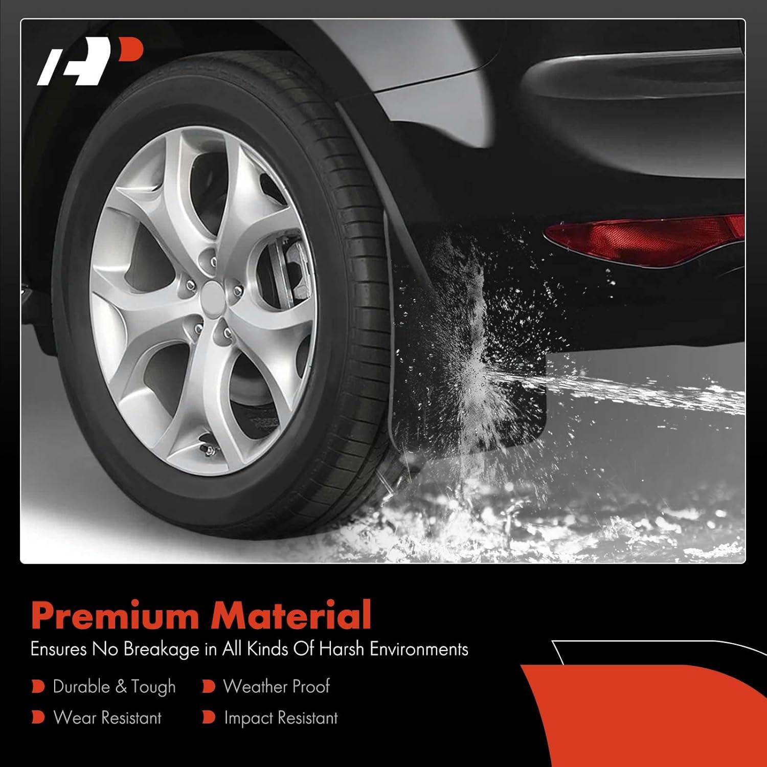 A-Premium 4 Pcs Black Universal Splash Guards Mud Flaps Mudflaps Mudguard Fender Flares for Car Pickup Truck SUV with Hardware Front and Rear