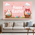 thumbnail image 4 of LUUFILx Happy Easter Bunny Egg Basket Spring Background Banner Decorations for Party Supplies Photography Props Backdrop Easter Egg Hunt, 4 of 9