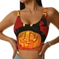 thumbnail image 2 of Uemuo Halloween Pumpkin Pattern Women's Sports Bra - High Impact Support, Breathable, and Comfortable Athletic Bra for Running, Yoga, and Workouts, 2 of 9